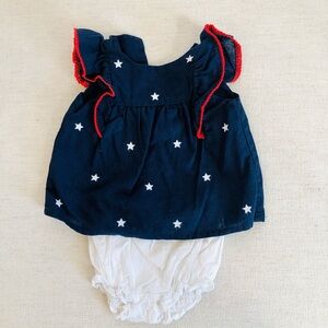 Janie and Jack Blue and White Ruffled Babydoll Dress